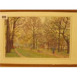 Framed watercolour of park scene by Sylvia Gosse, 12x8" £120-180...