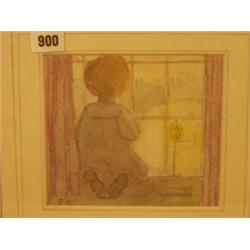 Framed watercolour/pencil of child praying initialled E. H. S. (Shepard) 7x6" £200 - 300...