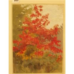 Framed watercolour 'The Red Tree' by A. B. Simpson, 9x12" £450-550...