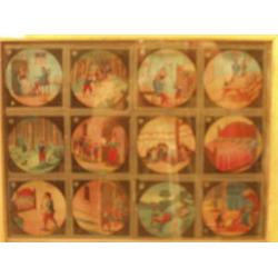 Framed story board of twelve slides illustrating a fairy tale £20 - 40...