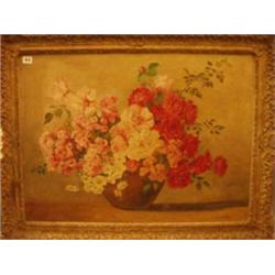 Framed oil of roses by Stephanie Von Trauttweiller, 32x24" £800 - 1200...