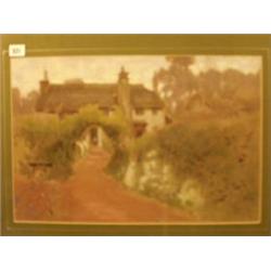 Framed watercolour of cottage scene by A.J. Mavrogordato, 20x13" £200 - 300...