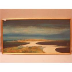 Framed oil of St. Nicholas, Windward Isles by Robert Naly, 32x16" £30 - 50...