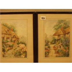 Two framed watercolours of flowers in cottage gardens by L. Stannard, 6x9" £200 - 300...
