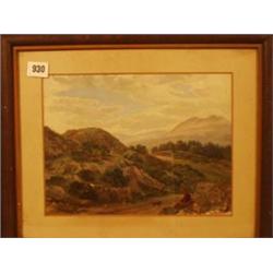 Framed oil of moorland road by Louis Grier 1886, 11x9" £120-180...