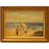 Image 1 : Framed oil of woman and boy on beach by Jean Laurent, 18x11" £120-180...