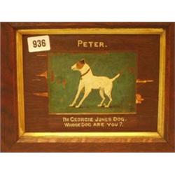 Framed oil 'Peter the dog' monogrammed 1917, 5x4" £20 - 30...