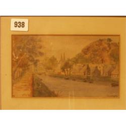 Framed watercolour of Quimper by Henry Simpson, 8x5  £120-180...