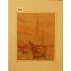 Framed watercolour of boats in harbour by Arthur White, 8x10" £150 - 250...