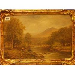 Framed oil fisherman in a landscape by Henry Cooper, 18x12" £300 - 400...