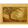 Image 1 : Framed watercolour of forest and deer indistinctly signed Warren Clarke, 9x14" £100 - 200...