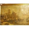 Image 1 : Framed oil of a Dutch river scene in need of restoration, 24x14" £40 - 60...