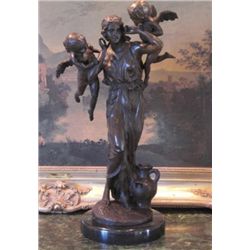 Massive Bronze Sculpture Mother and Cherubs