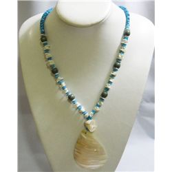 201CTW PHILIPPINE CAPIZ PENDANT BLUE AND WHITE SHELL NE