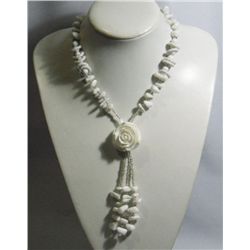 BEADED HOWLITE WITH FLOWER PENDANT