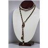 Image 1 : CHANEL STYLE BLACK LEATHER GOLD PLATED LONG NECKLACE