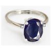 Natural 3.75 ctw Sapphire 14k White Gold .05ct Diamond