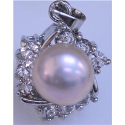 PURPLE PEARL AND CZ PENDANT