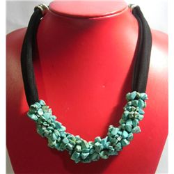 BLUE TURQUOISE 375.00CTW SCARF NECKLACE