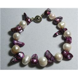 102CTW PHILIPPINE WHITE PEARL AND PURPLE KISHI PEARL BR