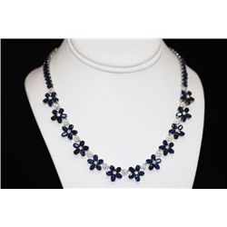 APROX. 35K; SAPPHIRE AND DIAMOND 14K GOLD NECKLACE FLOW