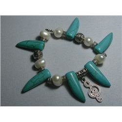 201CTW TRIBAL BLUE TURQUOISE AND PHILIPPINE WHITE PEARL