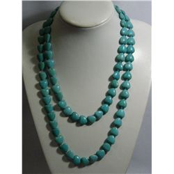 HEARTY 623.00CTW BLUE TURQUOISE LONGSTRAND NECKLACE 22I