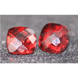 5.94 CTW CUSSION CHECKERED BOARD GARNET 8X8MM (2)