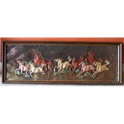 12 1/2" x 35 1/2" Runnig Horses Framed Poster