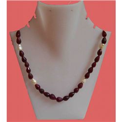 Ruby, Pearl 244.40 CTW Necklace in Silver