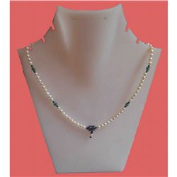 Tanzanite,Pearl,Emerald 56.05 CTW Necklace in Silver