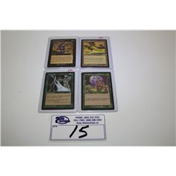 LOT OF 4 MTG RARE CARDS IN HIGH GRADE- YAWGMOTH'S WILL, SERRA'S SANCTUM, EARTHCRAFT, ROFELLOS,