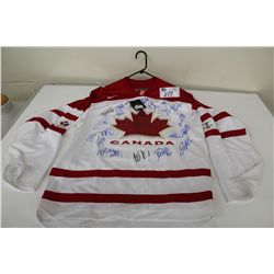2010 TEAM CANADA SIGNED JERSEY- SIGNATURES INCLUDE SIDNEY CROSBY, STEVE YZERMAN, JONATHAN TOEWS,
