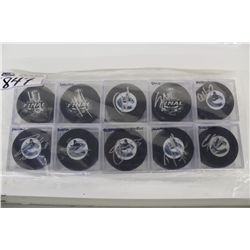 LOT OF 10 SIGNED NHL PUCKS-