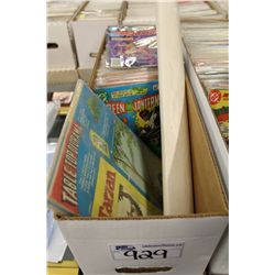 PARTIAL LONG BOX OF SILVER AGE TO NEWER COMICS INCLUDING TARZAN POSTER