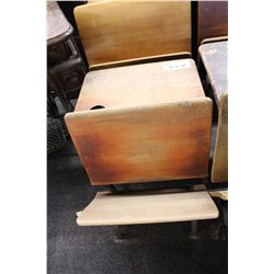 ANTIQUE CHILDRENS SCHOOL DESK  WITH BLACK CAST IRON FRAME