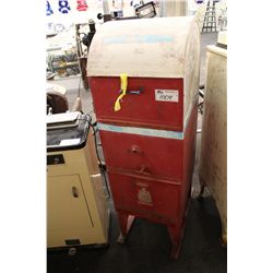 WHITE AND RED METAL CANADA POST MAIL BOX WITH CANADIAN COAT OF ARMS