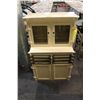 Image 1 : CREAM COLORED PAINTED METAL MEDICAL CABINET WITH 2 GLASS CUPBOARD DOORS