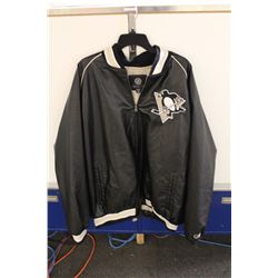 FLYERS JERSEY, SPORTSCARDS, PITTSBURGH PENGUINS LEATHER JACKET AND 2 PHOENIX COYOTE JERSEYS