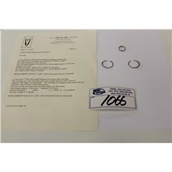 ONE PLATINUM DIAMOND SET LADIES WEDDING OR DRESS RING- REPLACEMENT VALUE $1200 AND ONE PAIR OF 14KT