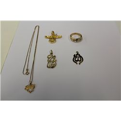 ONE 10KT YELLOW GOLD DIAMOND SET GENTS WEDDING RING REPLACEMENT VALUE $900, ONE 18KT YELLOW GOLD