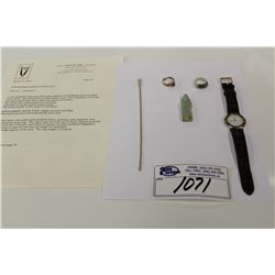 ONE 10KT YELLOW GOLD DIAMOND SET GENTS DRESS RING REPLACEMENT VALUE $525, ONE 18KT YELLOW GOLD