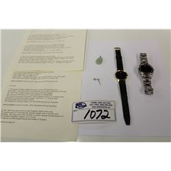 ONE MENS MOVADO WRISTWATCH REPLACEMENT VALUE $695, ONE YELLOW GOLD PLATED MOVADO MENS WATCH