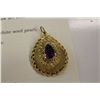 Image 2 : ONE 14KT YELLOW GOLD PURPLE SYNTHETIC SAPPHIRE AND WHITE SIMULATED AND CULTURED PEARL PENDANT.