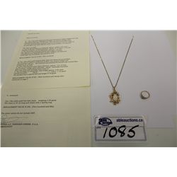 ONE 14KT YELLOW GOLD NATURAL WHITE OPAL AND DIAMOND SET PENDANT REPLACEMENT VALUE $925 PLUS ONE
