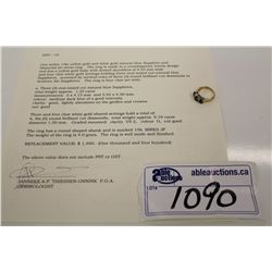 ONE LADIES 14KT YELLOW GOLD AND WHITE GOLD NATURAL BLUE SAPPHIRE AND DIAMOND SET DRESS RING