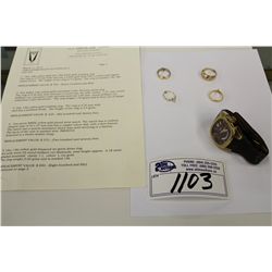 ONE 18KT YELLOW GOLD AND 14KT WHITE GOLD WEDDING RING. MARKED 14KT 18KT. REPLACEMENT VALUE IS $750,