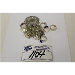 ASSORTED STERLING SILVER AND NON STERLING RINGS AND NEKLACES