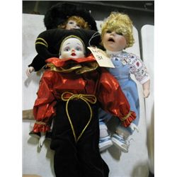 3 Vintage Porcelain Dolls