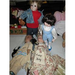 4 Vintage Porcelain Dolls